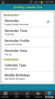Birthday Calendar Free скриншот 6